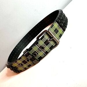HOT TOPIC - Y2K Emo Green/Black Studded Bonded Leather Belt, Size 32